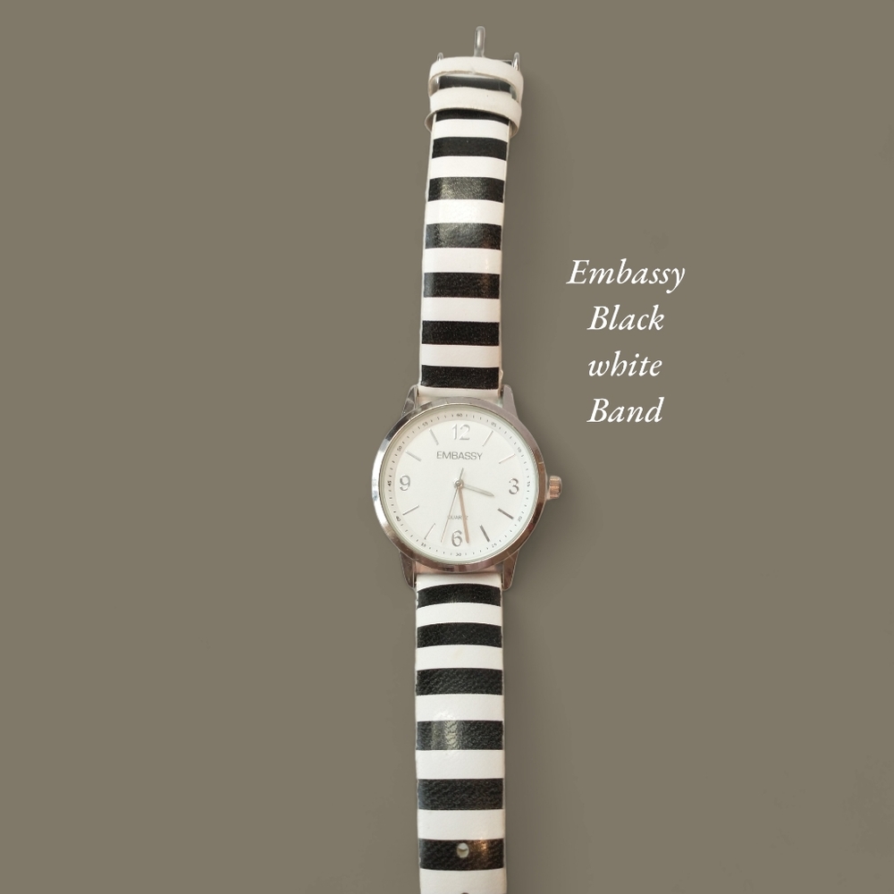Embassy‎ women's watch black white stripes